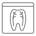 Dental xray thin line icon. Tooth xray vector illustration isolated on white. Orthodontic roentgen outline style design