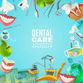 Dentals Care Flat Frame Background poster Royalty Free Stock Photo