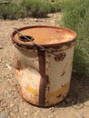 Dented Old Barrel Rusting Abandoned in Death Valley National Park