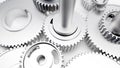 Dented steel glossy gears industrial cogs Royalty Free Stock Photo