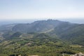 Dentelles de Montmirail chain of mountains and vineyards in wine region Provence in Vaucluse, France Royalty Free Stock Photo