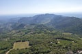 Dentelles de Montmirail chain of mountains and vineyards in wine region Provence in Vaucluse, France Royalty Free Stock Photo