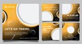 Traveling promotion square web banner templates. Royalty Free Stock Photo