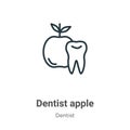 Dentist apple outline vector icon. Thin line black dentist apple icon, flat vector simple element illustration from editable