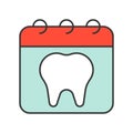 Dentist appointment on calendar, dental related icon, filled out