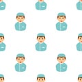 Dentist Avatar Flat Icon Seamless Pattern