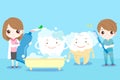 Dentist brush tooth happily Royalty Free Stock Photo