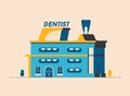 Dentist building. Flat vector illustration. Outdoor facade