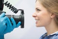 Dentist with camera and patient Royalty Free Stock Photo