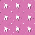 Dentist Care Molar Tooth With Stars Seamless Pattern