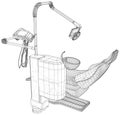 Dentist chair cabinet. Technical illustration wire-frame. Vector rendering of 3d