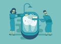 Dentist are cleaning the tooth ,dental concept