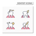 Dentist color icons set