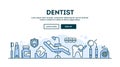 Dentist, concept header, flat design thin line style