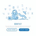 Dentist concept with thin line icons
