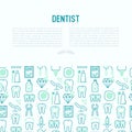 Dentist concept with thin line icons