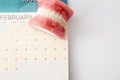 Dentist demonstration teeth model on calendar