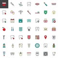 Dentist dental filled outline icons set