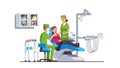 Dentist doctor examining patient lying at chair Royalty Free Stock Photo