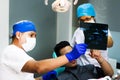 Dentist Doctor keeps in the hands of X-ray picture of the human jaw