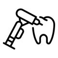 Dentist drills a tooth icon, outline style