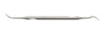 Dentist equipment: Diagnostic double-ended periodontal probe, stainless steel explorer. Dental tool isolated on white background,