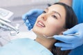 Dentist examines the patients teeth Royalty Free Stock Photo