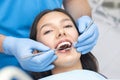 Dentist examines the patients teeth Royalty Free Stock Photo