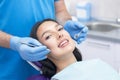 Dentist examines the patients teeth Royalty Free Stock Photo