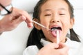 Dentist examining child teeth in dental clinic. Royalty Free Stock Photo