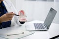 Dentist examining a patient teeth medical treatment at the dental office Royalty Free Stock Photo