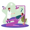 Dentist Examining Patient Tooth Doctor Dental Health Care Flat Illustration