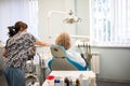 Dentist Inspecting Teeth Of Young Woman.