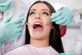 Dentist give syringe anesthetize to his patient Royalty Free Stock Photo