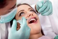 Dentist give syringe anesthetize to his patient Royalty Free Stock Photo