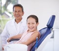 At the dentist for her regular check-up. A young girl at the dentist for a check-up. Royalty Free Stock Photo