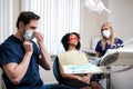 Dentist and his assitant working in private practice Royalty Free Stock Photo