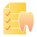 Dentist history flat icon. Medical history color icons in trendy flat style. Stomatology document gradient style design