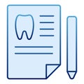Dentist history flat icon. Medical paper blue icons in trendy flat style. Dental history gradient style design, designed