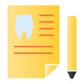 Dentist history flat icon. Medical paper color icons in trendy flat style. Dental history gradient style design