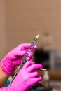 Dentist hold syringe with anesthetic