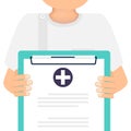 Dentist holding medical clipboard, vector illustration. Concept healthcare. Medical background