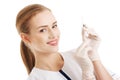 Dentist holding a syringe Royalty Free Stock Photo