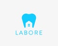 Dentist house logo design. Tooth home creative vector logo