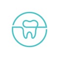 Dentist icon design, tooth shape symbol, dental clinic logo concept, line art style illustration