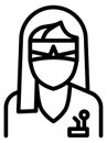 Dentist icon. Doctor in face mask. Female medical worker