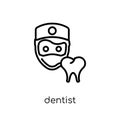 dentist icon. Trendy modern flat linear vector dentist icon on w