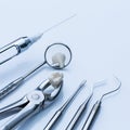 Dentist instruments for dental treatment Royalty Free Stock Photo