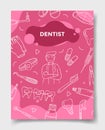 Dentist jobs career with doodle style for template of banners, flyer, books, and magazine cover
