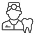 Dentist line icon. Tooth picture and doctor symbol, outline style pictogram on white background. Dentistry sign for Royalty Free Stock Photo